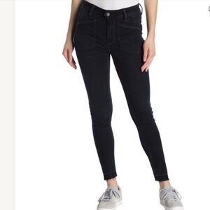 Free People Ivy Mid Rise Released Hem Patch Pocket Skinny Jeans